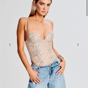 Retroféte Avalon Crystal Embellished Bodysuit- s-NWT